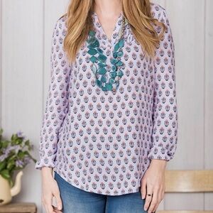 Matilda Jane - Delicate Topiary Top - Floral Print Blouse - Large EUC